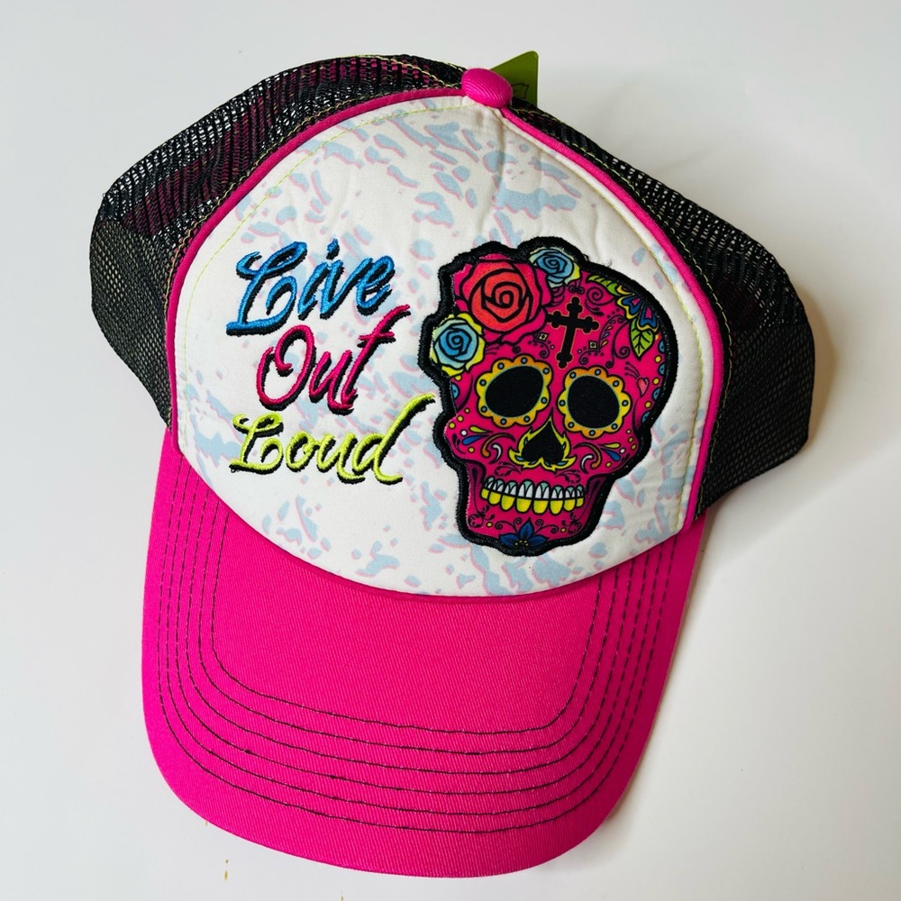 NWT Gypsy Soule Sugar Skull Adjustable Trucker Hat